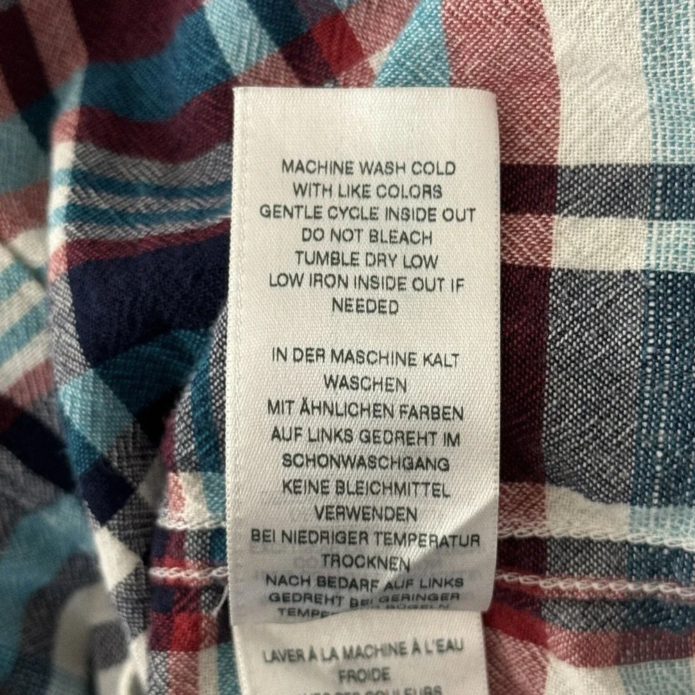 True Religion Shirt Mens Small Blue Red Plaid Flannel‎ Style Dual Pocket Casual